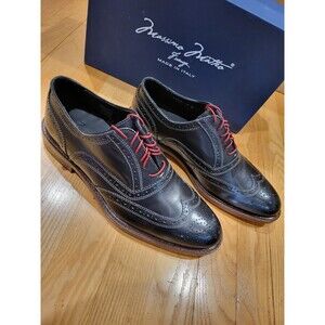 Massimo Matteo Mens Italian Wing Tip Oxfords Dress Shoe, Black Size 7 D (M)